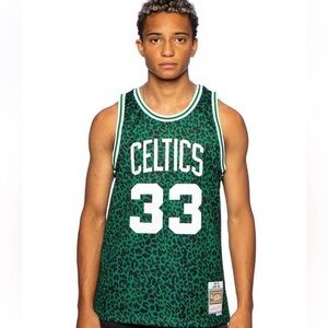Mitchell & Ness Boston Celtics Larry Bird #33 Leopard Print Swingman Jersey XS